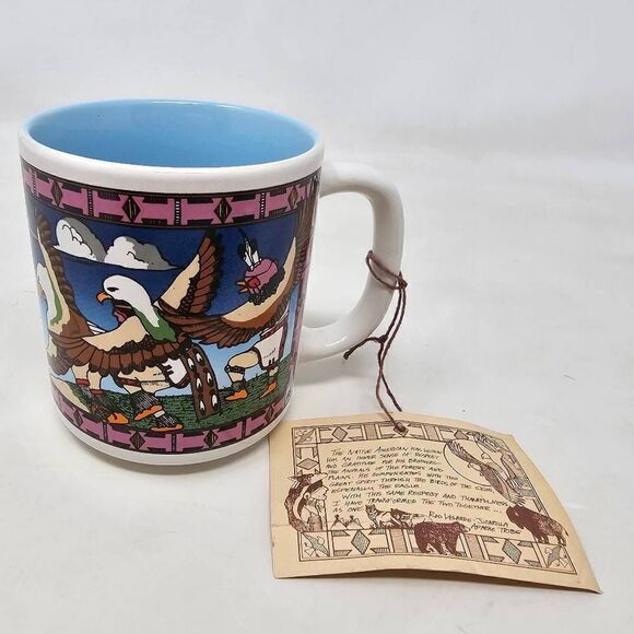 ROD VELARDE JICARILLA APACHE 10 OZ NATIVE AMERICAN DANCING EAGLE COFFEE MUG - Picture 1 of 7